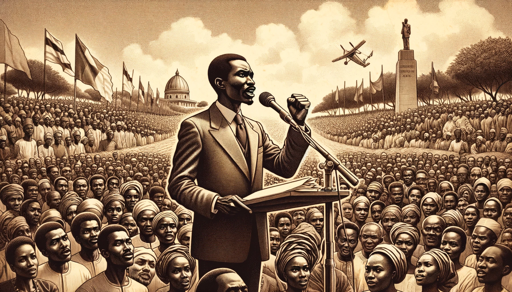 Illustration montrant Thomas Sankara s'exprimer face au peuple