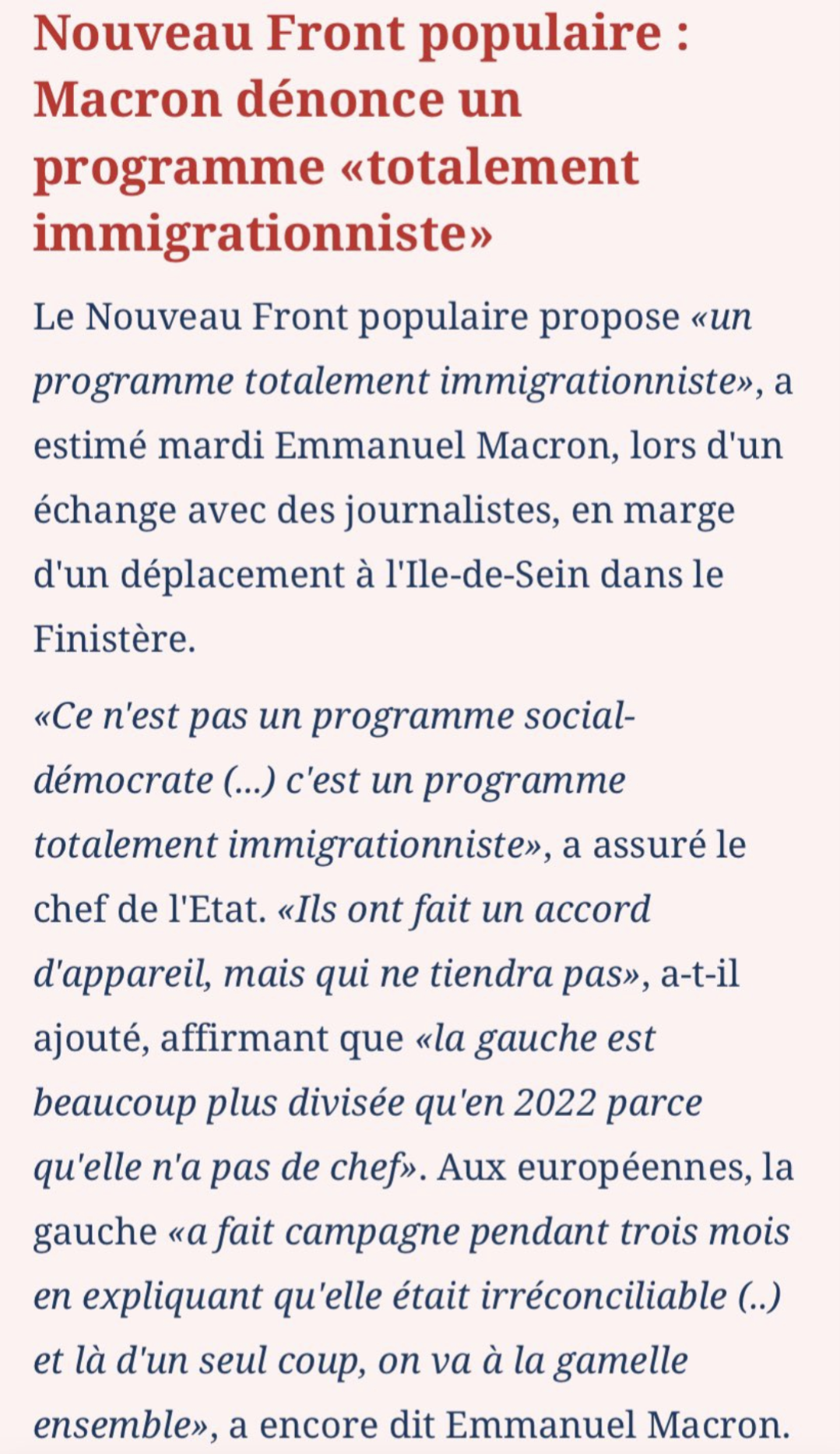 La loi immigration avait marqué la bascule de Macron vers l&rsquo;ED avec l&rsquo;alignement sur la préf nationale. Ce soir, assumant xénophobie et transphobie, il est son porte-voix.