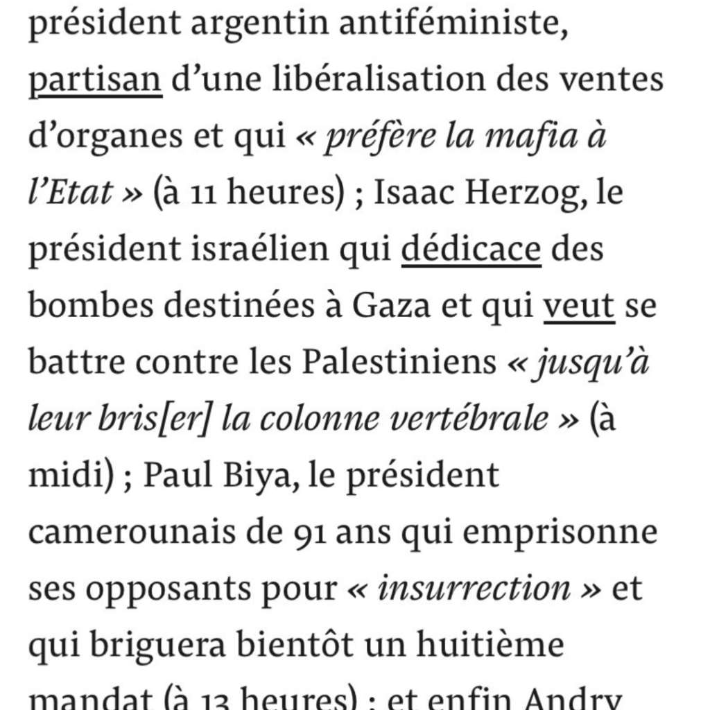 85 chefs d’État et de gouvernement étaient présents à Paris pour l’ouverture des JO 2024. Mais Macron a choisi d’en inviter une poignée pour des tête-à-tête à l’Élysée. Voici l’étonnante liste des heureux élus, tous des fafs.