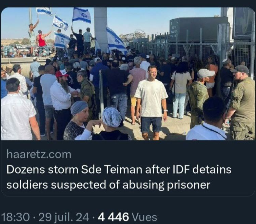 Scandale à Sde Teiman : Manifestations pour protéger des tortionnaires