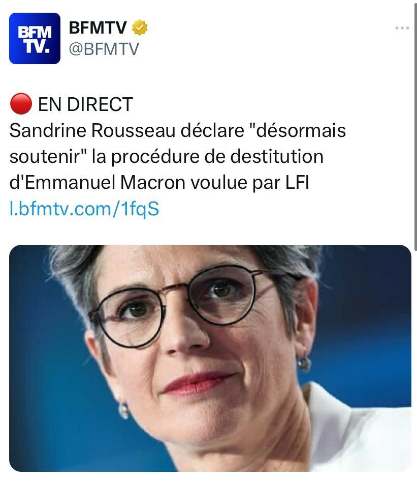 Rousseau annonce soutenir la procédure de destitution d&rsquo;Emmanuel Macron voulue par LFI.