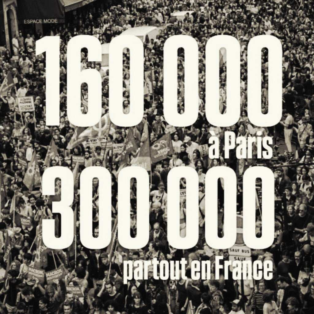 Alors que la Macronie, s&rsquo;attendait a une faible mobilisation, c&rsquo;est plus de 300 000 personnes qui ont manifesté aujourd&rsquo;hui, contre le coup de force de Macron.