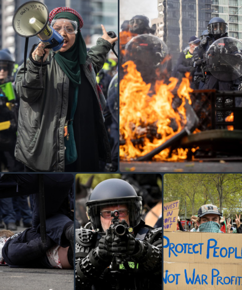 25 000 manifestants ont envahi les rues de Melbourne pour protester contre une importante exposition d’armes en Australie.