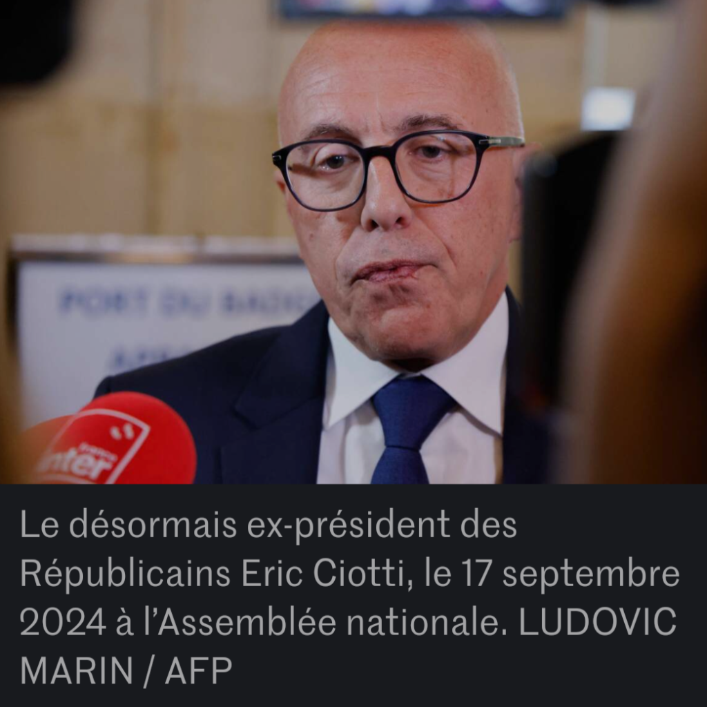 Eric Ciotti annonce quitter Les Républicains, après plusieurs mois de bataille juridique pour rester à sa présidence