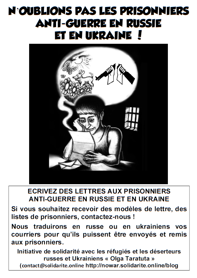 N&rsquo;oublions pas les prisonniers anti-guerre en Ukraine et en Russie!
