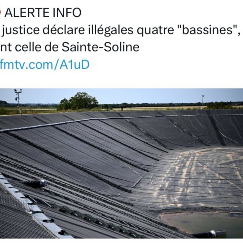 La justice déclare illégales quatre « bassines », dont celle de Sainte-Soline