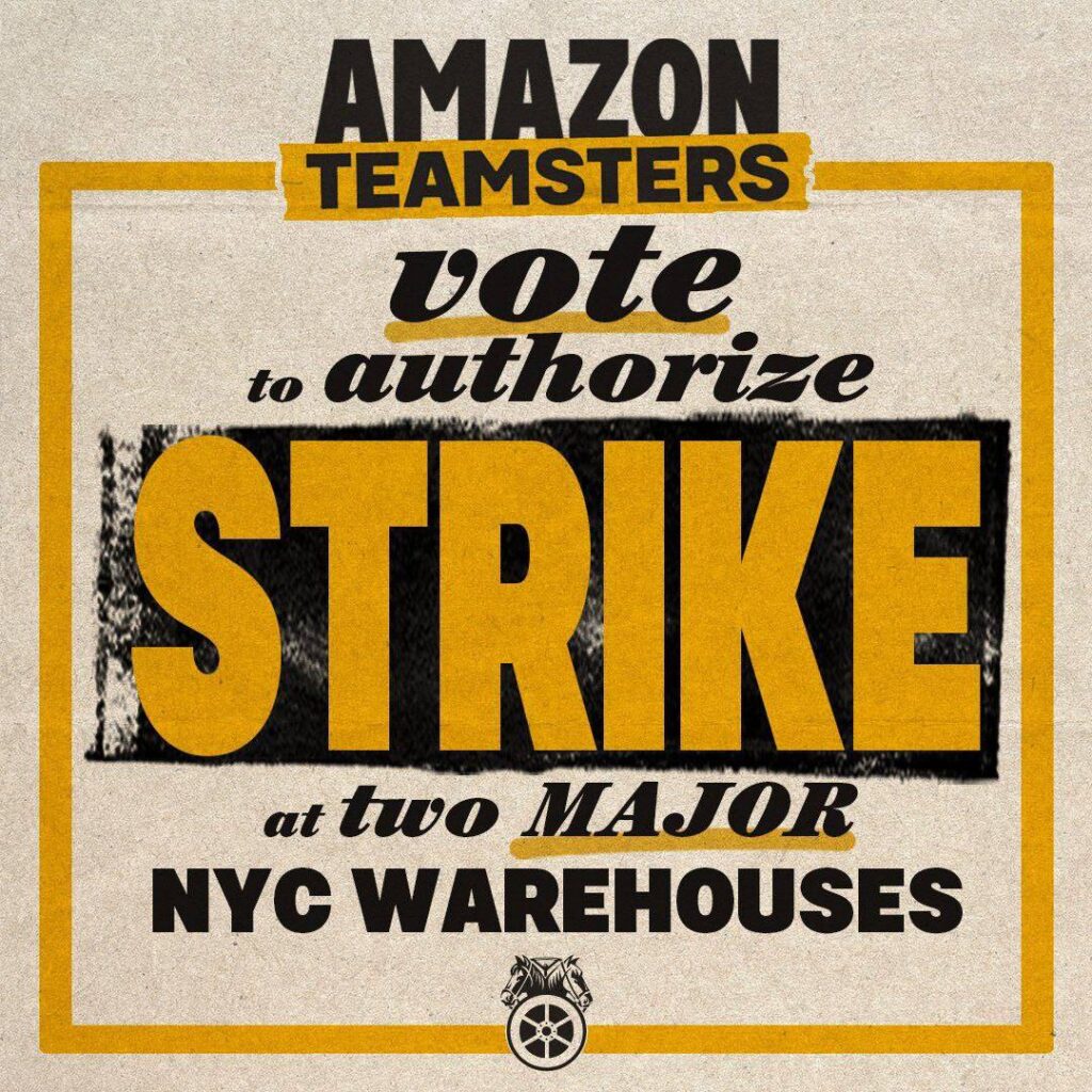 Les Teamsters d’Amazon votent pour autoriser la grève dans deux grands entrepôts de New York