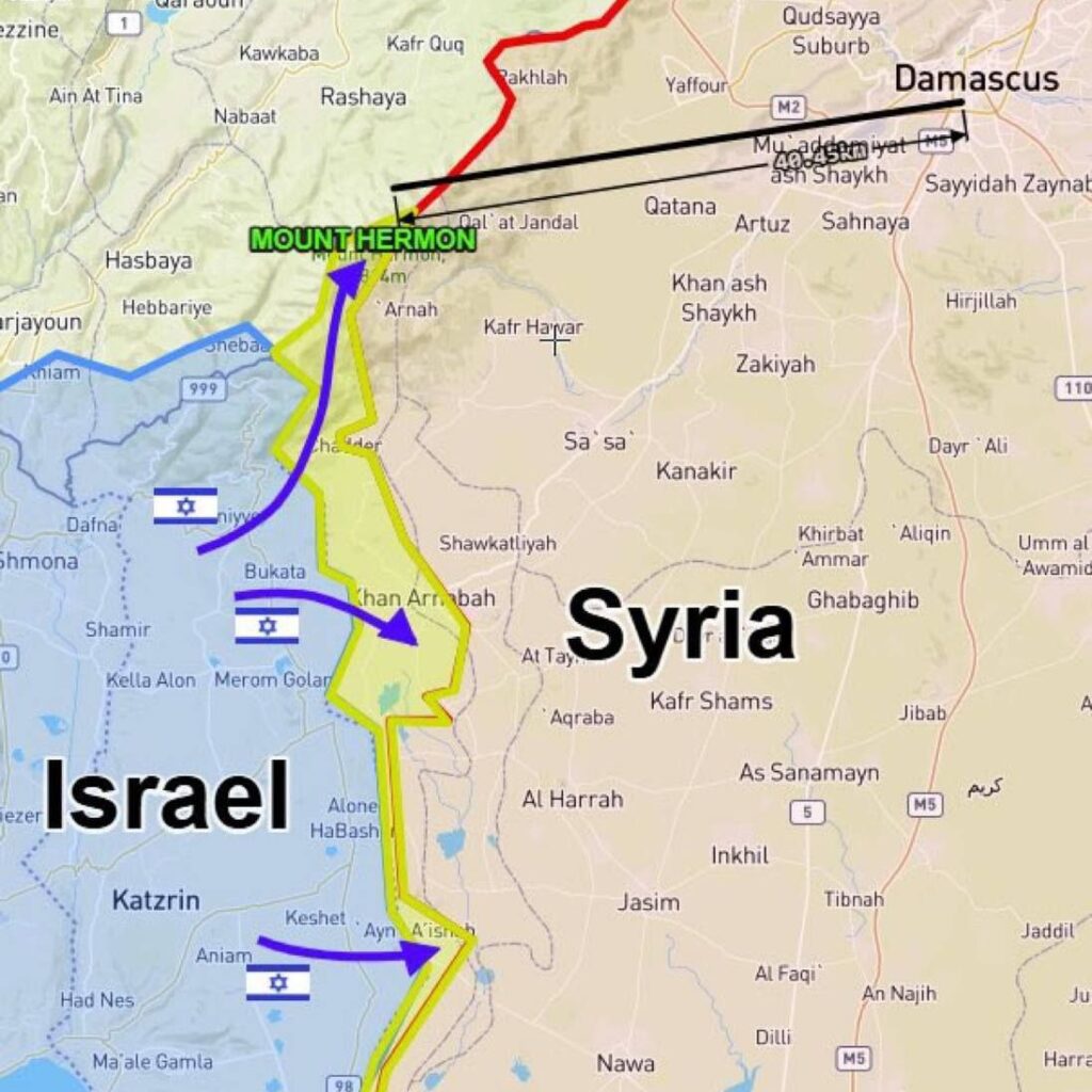 Plus de 350 frappes israéliennes ont frappé la Syrie ces dernières heures. Israël occupe désormais un territoire deux fois plus grand que Gaza, avec des troupes stationnées à moins de 40 km de Damas.
