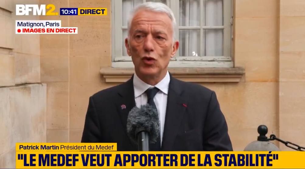 Alors que O.Faure nous vend une suspension de la réforme des retraites en échange d&rsquo;une conférence sur son financement,Patrick Martin, président du Medef, se dit  » prêt à une discussion « .