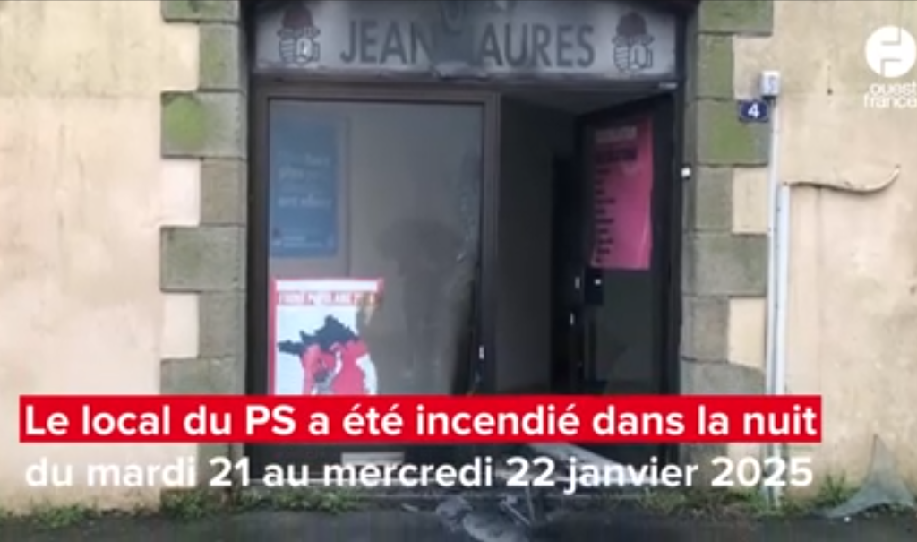 Un local du parti socialiste a été en partie incendié dans la nuit du mardi 21 au mercredi 22 janvier à Carhaix, dans le Finistère.
