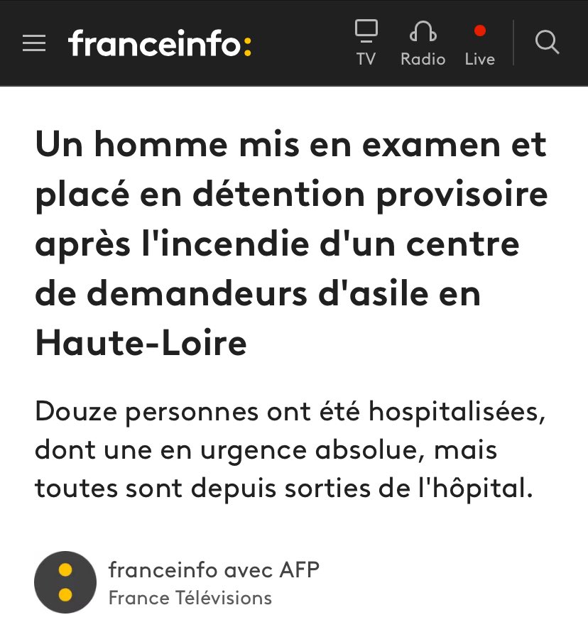 Nouvelle attentat raciste: Douze personnes blessées dans l&rsquo;incendie volontaire d&rsquo;un centre de demandeur d&rsquo;asile en Haute Loire dont une personne en urgence absolue