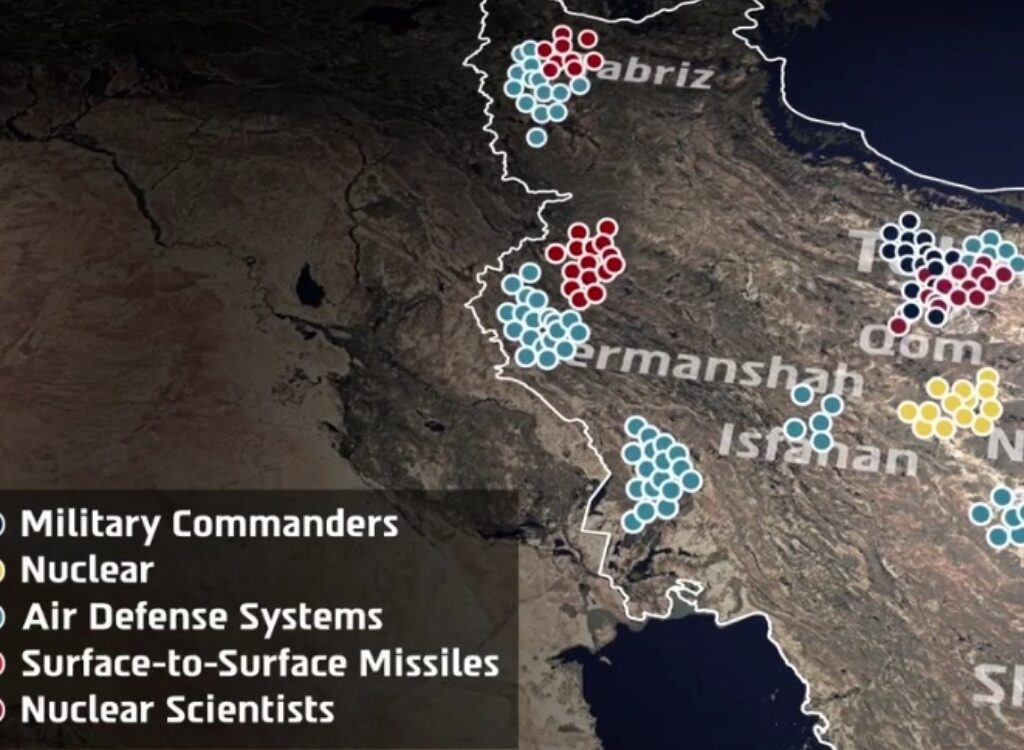 Les israéliens ont publié un graphique montrant toutes les frappes menées jusqu&rsquo;à présent contre l&rsquo;Iran et ce qui était ciblé, avec des dizaines de sites de défense aérienne et de radars ayant été détruits par l&rsquo;armée de l&rsquo;air israélienne.