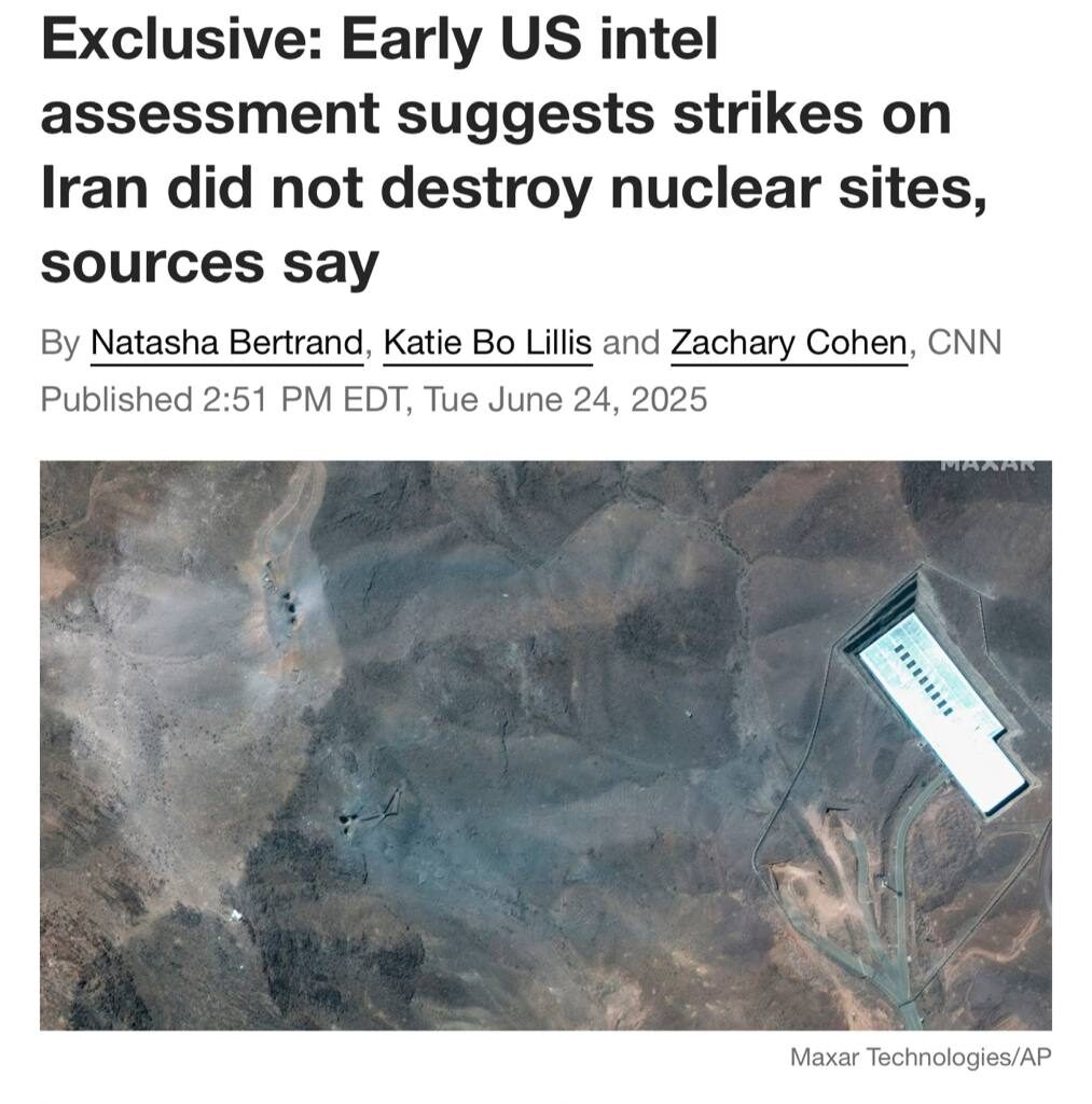 Les frappes américaines sur les sites nucléaires iraniens n&rsquo;ont pas détruit les composants essentiels du programme nucléaire iranien et n&rsquo;ont fait que le retarder de quelques mois, selon une première évaluation des services de renseignement US.