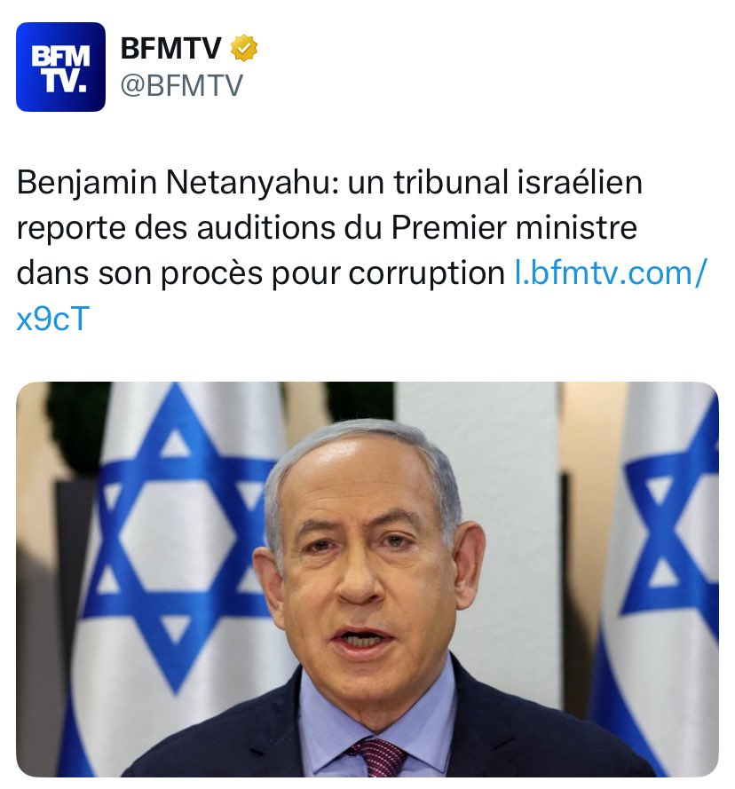 Après la pression mise par Trump pour annuler le procès pour corruption de son pote Netanyahu. L'(in)justice israélienne rentre à la niche la queue entre les jambes…